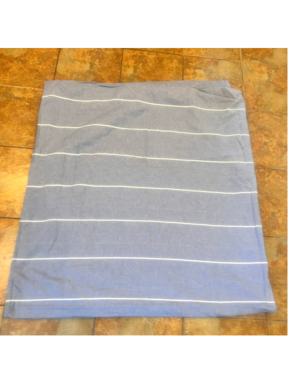 Pottery Barn Kids Full/Queen Blue & White Striped Duvet Cover Nautical Americana